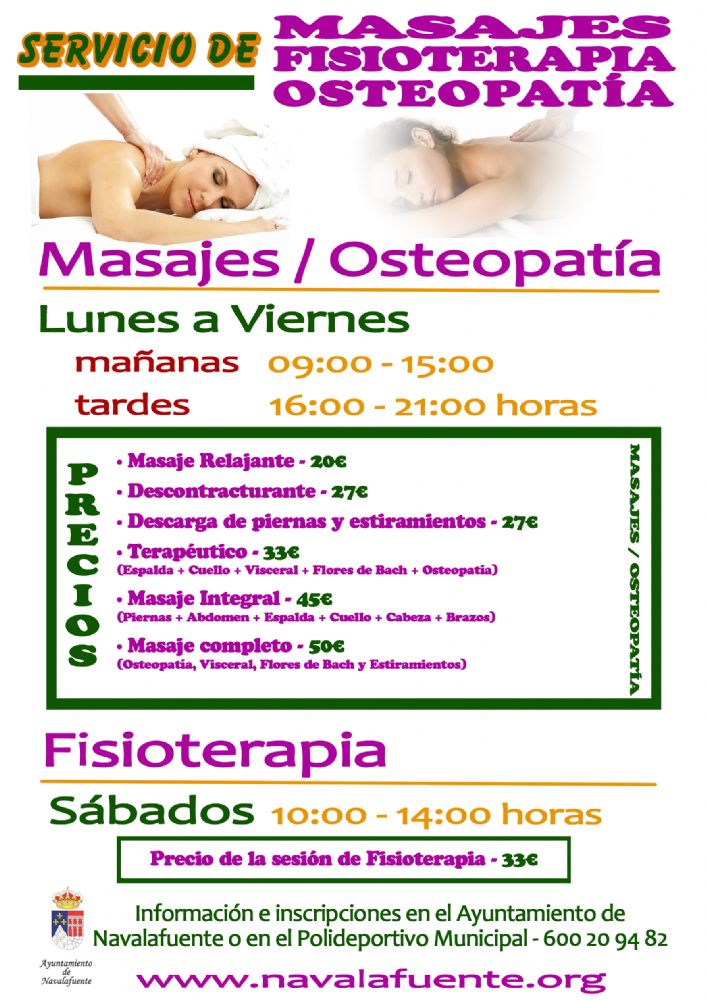 de masajes, fisioterapia y osteopatia - Ayuntamiento de Navalafuente