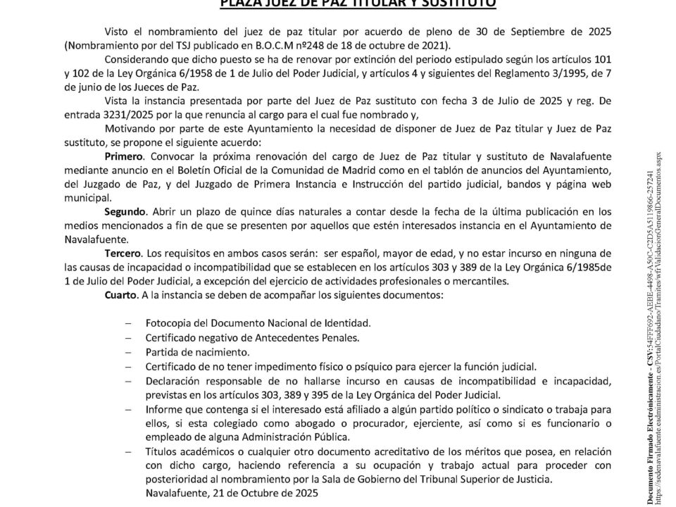 BANDO ANUNCIO JUEZ DE PAZ Y SUSTITUTO